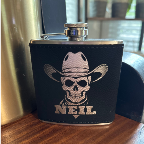Black Skull Cowboy Flask